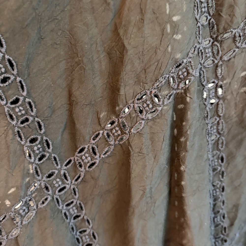 Johnny Was Black Embroidered Eyelet Cupra Rayon Handkerchief Hem Tunic Top 3X - Picture 3 of 6